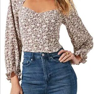 ASTR The Label Top Womens S Cream Milkmaid Romantic Feminine Boho Cottage Granny